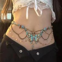 2024 Retro Beaded Butterfly Necklace & Waist Chain - Two-Way Sweet Cool Choker
