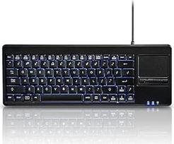 "Perixx PERIBOARD-315H" USB klaviatūra su jutikliniu kilimėliu ir 2 USB prievadais - juoda