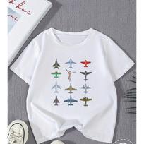 Young Boy Toy Airplane Print Fashionable Casual T-shirt Soft Comfortable Summer Kid Round Neck Short Sleeve T-shirt Clothing 110