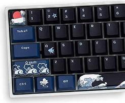 Klavišų gaubteliai 78 PBT šilumos sublimacijos juodos spalvos "Cherry" profilio Japonijos koralų jūros klavišų gaubtelis, skirtas "Cherry MX Gateron Kailh Switch" mechaninei klaviatūrai