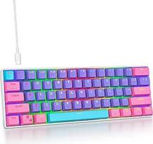 SOLIDEE mechaninė žaidimų klaviatūra 60 %, 61 klavišas, kompaktiška mechaninė klaviatūra su RGB apšvietimu, 60 % mechaninė QWERTY, raudonas jungiklis, skirta Win/Mac PC nešiojamiesiems kompiuteriams (61 violetinė)
