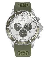 Mathey-Tissot Lagoon Chronograph Žalias silikoninis dirželis Sidabrinis ciferblatas Kvarcinis H123CHLGV 100M Vyriškas laikrodis sidabras