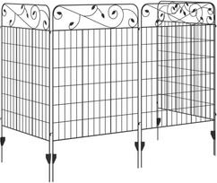Outsunny 4 dalių sodo tvoros komplektas 3,52 x 1,1 m, dekoratyvinė tinklinė tvora, vielos tinklelis, metalinė, juoda, skirta sodui, balkonui