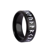 Stainless Steel Norse Viking Rings with Runes Words Odin Amulet Retro Jewelry for Men 10 sidabras