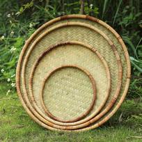 Rankų darbo bambukinė pintinė sietuvė: Dekoratyvus apvalus krepšys džiovinimui, arbatos ceremonijai ir daržovėms Deluxe Thickened Weave 30cm