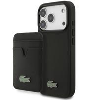 Juodas dėklas Apple iPhone 17 Pro telefonui "Lacoste Iconic Petit Pique MagSafe Case + Wallet"