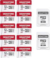 "Gigastone Camera Plus" 32GB "MicroSDHC" atminties kortelė, 10 vnt. + SD adapteris, fotoaparatas, dronas, iki 90MB/s, "Full HD" vaizdo įrašas, A1 U1 10 klasės "Micro SD" kortelė UHS-I