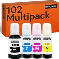 "Guy" rašalo atsargos, suderinamos su "Epson 102", skirtos "EcoTank" ET-4850 ET-2850 ET-2856 ET-3850 ET-4856 ET-15000 (1 x 127 ml, 3 x 70 ml rašalo buteliukai)