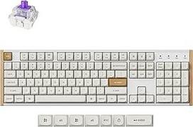 "Keychron K10 HE Rapid Trigger" belaidė pritaikyta mechaninė klaviatūra su "Hall Effect Gateron" dvigubo bėgio magnetiniu jungikliu, 2,4 GHz QMK "Bluetooth RGB", skirta "Mac Windows Linux", JAV išdėstymas, balta