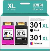 "Lemero 301XL" kasetės, suderinamos su HP 301 spausdintuvo kasetėmis "Multipack 301 XL", juodos ir spalvotos, skirtos "Envy 4500 4504 4508 5530 Officejet 2620 4630 2622 Deskjet 2540 3050 2050 2544 (juoda/spalva)