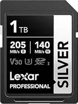 "Lexar Silver" 1 TB SD kortelė, UHS-I SDXC kortelė, 205MB/s skaitymo greitis, 140MB/s įrašymo greitis, V30, U3, C10, 4K UHD vaizdo įrašas, SD atminties kortelė su "Lexar" viso gyvenimo duomenų atkūrimu