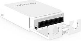 "MokerLink" išorinis 5 prievadų PoE jungiklis/išplėtiklis, IEEE 802.3 af/at/bt PoE kartotuvas, 90 W, 10/100Mbps, 1 PoE įėjimas, 4 PoE išėjimai, sieninis vandeniui atsparus POE pralaidumo jungiklis