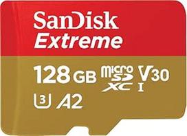 "SanDisk Extreme" microSD kortelė mobiliesiems žaidimams 128GB, palaiko "A2" programėlių našumą, AAA/3D/VR žaidimų grafiką ir 4K UHD vaizdo įrašus, 190MB/s skaitymas, 90MB/s įrašymas, 10 klasė, UHS-I, U3, V30