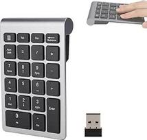 "Zunate" belaidė skaičių klaviatūra, 22 klavišų skaitmeninė klaviatūra su USB imtuvu, nešiojamoji 2.4G numerių klaviatūra, skirta finansinei apskaitai, nešiojamajam kompiuteriui, nešiojamajam kompiuteriui (geležies pilka)
