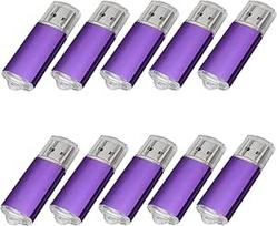 10 vnt. USB atmintinių USB 2.0 "Memory Stick" atminties kaupiklių (128MB, violetinės spalvos)