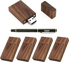 5 pakuotės stačiakampio riešutmedžio medienos 2.0/3.0 USB atmintinės USB diskas atminties kortelė su medine (2.0/4GB)