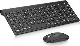 cimetech belaidės klaviatūros ir pelės rinkinys, 2.4G ultra plona nešiojamoji belaidė klaviatūra su pelės klaviatūra QWERTZ išdėstymo (vokiečių kalba), skirta nešiojamajam kompiuteriui, kompiuteriui, staliniam kompiuteriui, nešiojamajam kompiuteriui, "Win