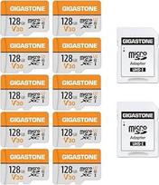 GIGASTONE 128GB MicroSDXC atminties kortelė 10 pakuočių + SD adapteris iki 95MB/s, skirta "Gopro" veiksmo kamerai Dronas DJI Tabletė Perjungti U3 V30 10 klasės UHS-I 4K UHD vaizdo mikro SD kortelė