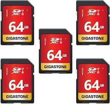 GIGASTONE 64GB SDXC atminties kortelė 5 pakuotės iki 80MB/s, skirta "Canon Sony Olympus PC UHS-I U1 10 klasės skaitmeniniam fotoaparatui