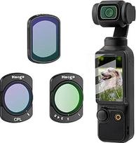 Haoge Pocket 3 Magnetfilter-Set für DJI Osmo Pocket 3 Kameraobjektiv, inklusive CPL, ND2-32, 1/4 schwarzes Diffusionsfilter-Set, mit Displayschutzfolie, Vlog/Video-Fotografie-Zubehör