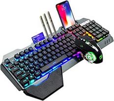 LexonElec 680 Pro RGB LED belaidė žaidimų klaviatūra ir pelė 4800 mAh Pilnas 104 klavišų klaviatūros klaviatūros kompiuterio priedų komplektas 2,4 g USB žaidėjo 2400 DPI kvėpuojanti optinė pelė, skirta PC Mac nešiojamam kompiuteriui