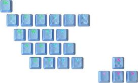 Ranked Rubber Keycap Set | Double Shot Translucent | OEM profilis mechaninei žaidimų klaviatūrai (Blue Malibu, 23 klavišai)