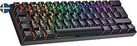Ranked S60 Supernova mechaninė 60 proc. klaviatūra, "Hotswap" žaidimų klaviatūra, 62 programuojami klavišai su RGB apšvietimu, skirta PC/Mac žaidėjams, švediškas išdėstymas (juoda, Gateron Optical Red)