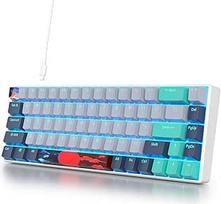 SOLIDEE mechaninė žaidimų klaviatūra 65 proc., 68 klavišų, kompaktiška mechaninė klaviatūra su RGB apšvietimu, 65 proc. mechaninė QWERTY klaviatūra, raudonas jungiklis, skirta Win/Mac PC nešiojamiesiems kompiuteriams (68 Shark)