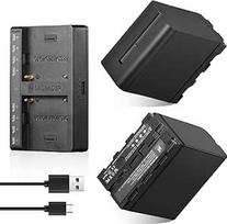 Soonpho 2 NP-F970 atsarginių baterijų pakuotė ir dvigubas USB-C įkroviklis, skirti "Sony NP-F970 F960 F960 F950 F770 F750 F570 F550", suderinami su "Godox Viltrox Neewer" vaizdo kamera / monitoriumi / fotoaparatu