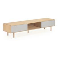 Pilkos spalvos/natūralios spalvos TV spintelė iš uosio 180x41x42 cm Anielle – Kave Home