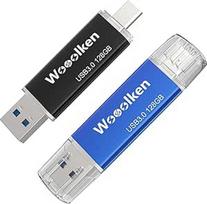 USB C atmintinė 128GB 3.0 OTG, 2 vnt., C tipo (2-in-1 USB atmintinė, pvz., "Android" mobiliajam telefonui, planšetiniam kompiuteriui, kompiuteriui, nešiojamajam kompiuteriui, "MacBook")
