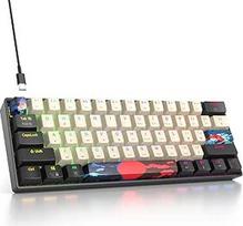 Žaidimų klaviatūra 60 procentų, laidinė RGB mechaninė klaviatūra America QWERTY, mini 61 klavišas USB klaviatūra Anti-Ghosting kompiuterio žaidėjams (GS61 RGB-61 Carbon)