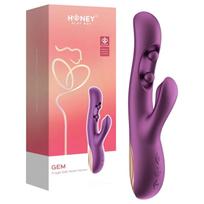 Honey Play Box Gem - programėle valdomas karoliukinis G taško ir klitorio vibratorius (violetinis)