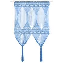 Užuolaida, mėlyna, 140x240cm, medvilnė, makrame stiliaus