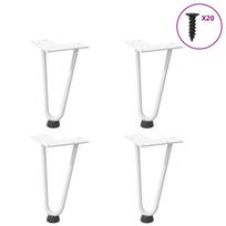 Kavos staliuko kojelės, 4 vnt., baltos, 20 cm, plienas, segtukai
