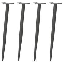 Konsolinio staliuko kojelės, 4 vnt., antracito spalvos, 72-73 cm, plienas, kūginės formos