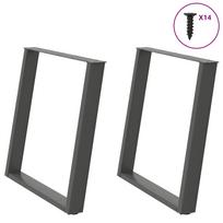 Valgomojo stalo kojos, U formos, 2 vnt., antracito spalvos, 70x(72-73) cm, plienas