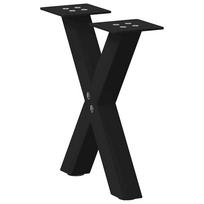 Kavos staliuko kojelės, X formos, 2 vnt., juodos, 30x(30-31) cm, plienas