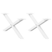 Kavos staliuko kojelės, 2 vnt., baltos, 70x(30-31) cm, plienas, X formos