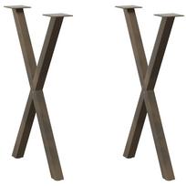 Valgomojo stalo kojos, X formos, 2 vnt., natūralus plienas, 50x(72-73) cm, plienas