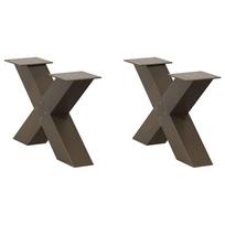 Kavos staliuko kojelės, X formos, 2 vnt., natūralus plienas, 50x(30-31) cm, plienas