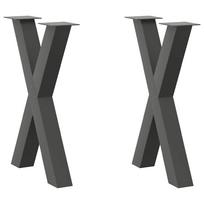 Valgomojo stalo kojos, X formos, 2 vnt., antracito spalvos, 50x(72-73) cm, plienas