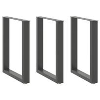 Valgomojo stalo kojos, 3 vnt., antracito spalvos, 70x(72-73) cm, plienas, U formos