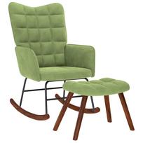supama kėdė su taburete Light Green Velvet