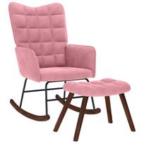 supama kėdė su taburete Pink Velvet