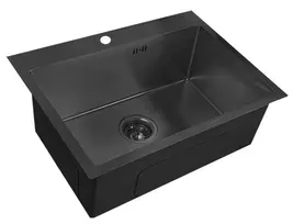 Nerūdijančio plieno plautuvė D6045HB BLACK su sifonu