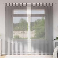 Voile užuolaidos su kilpomis, 2vnt., tamsiai pilkas, 140x225cm