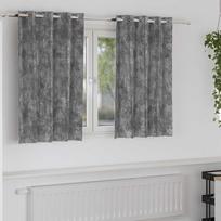 Aksominio tipo užuolaidos 2 pcs Pilka 140 x 140 cm Aksomas