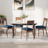 Sėdynių pagalvėlės 4 pcs Mėlyna 40 x 40 x 6 cm audinys