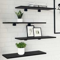Knygų lentyna 4 pcs Juoda 60 x 20 x 1,5 cm Apdirbta mediena